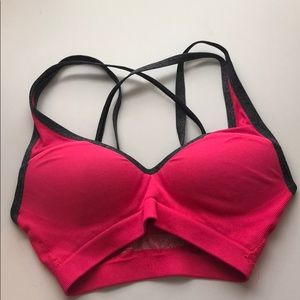 pink padded sports bra